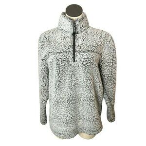 Boxercraft Sherpa Fleece Pullover Sweater Womens Small Gray 1/4 Zipper Top